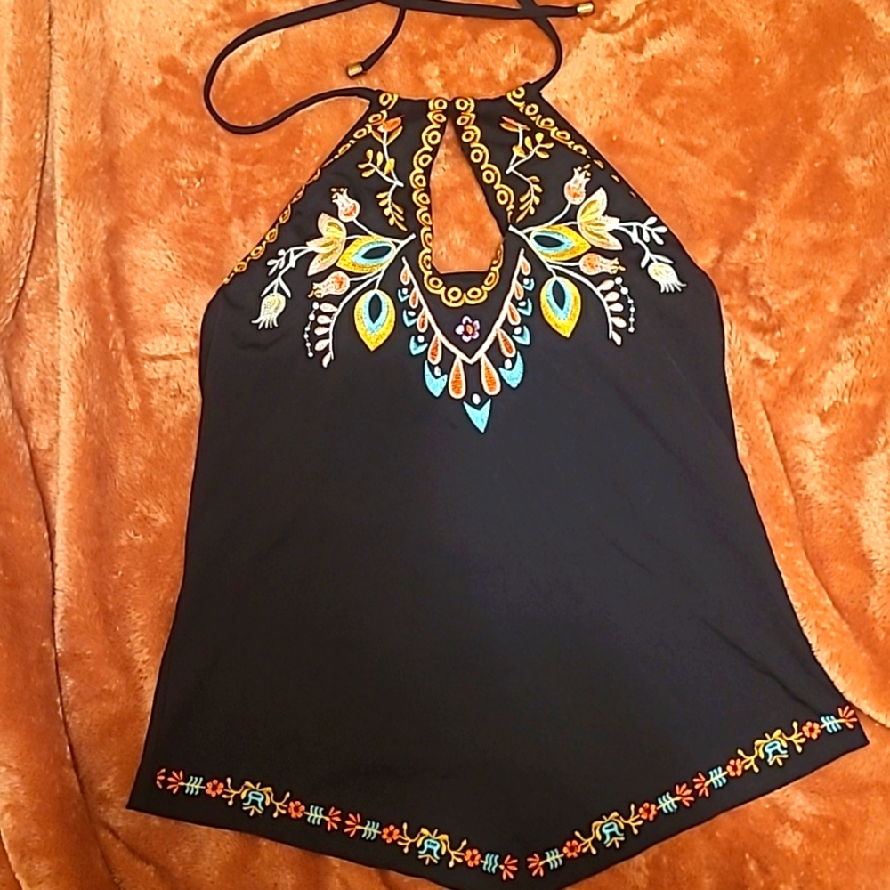 Black with floral pattern